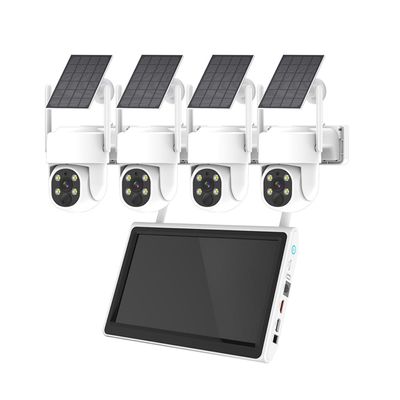 AKAVIG Solar Power 4MP Security Camera System with LCD Monitor NVR and 4 Cameras, Outdoor Wireless WiFi Solar Surveillance Cameras Kit with Two-Way Audio, Color Night Vision