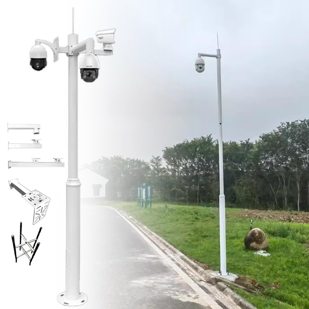 Blazea Outdoor Surveillance Camera Pole Detachable, Universal Security Camera Pole for Yard, Segmented Camera Ground Stake Mount with Screws(3.5m (11.5ft))