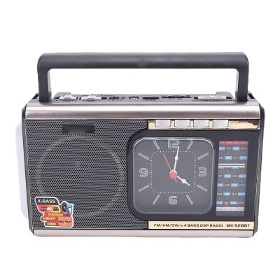 Jectse Speakers Radio Multifunctional Portable AM FM SW Radio with Clock and Flashlight, Vintage Speaker Radio for Outdoors, FM Radio Stations (US Plug 110V)