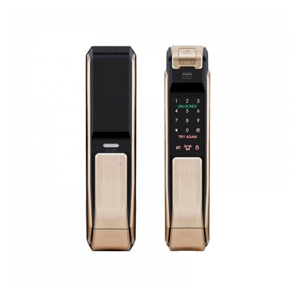 Compatible for Samsung Smart Home Lock Digital Fingerprint Password Keyless Lock SHS-P718 Gold Color English Version(Push from Outside)