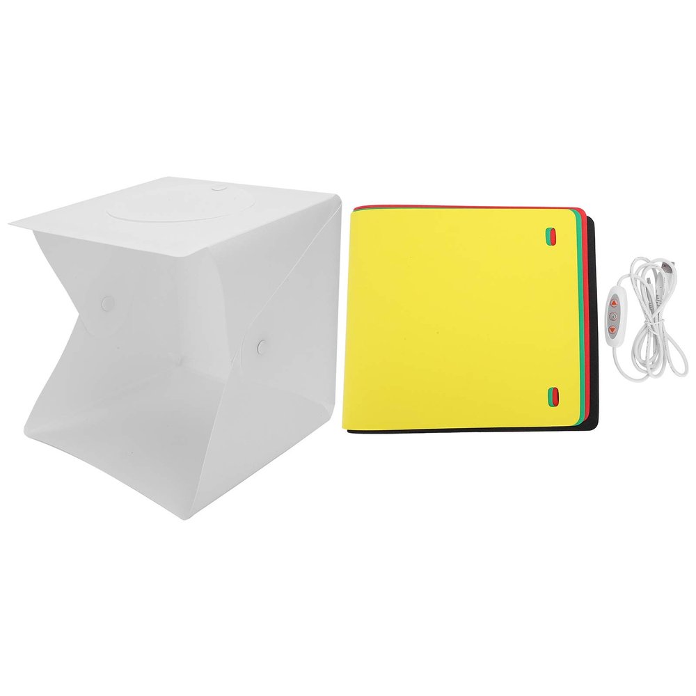 20CM Soft Photography Box, Portable Folding Lighting Softbox with 6 Color Backdrops, 10 Levels Brightness, 40pcs LED Chips for Small Jewelry and Product