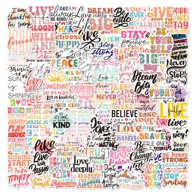 100 PCS Positive Motivational Quote Holographic Stickers Inspirational Words Waterproof Vinyl Decals, No-Repeat Perfect for Laptop Water Bottle Phone Journal Scrapbook Bumper Skateboard Luggage
