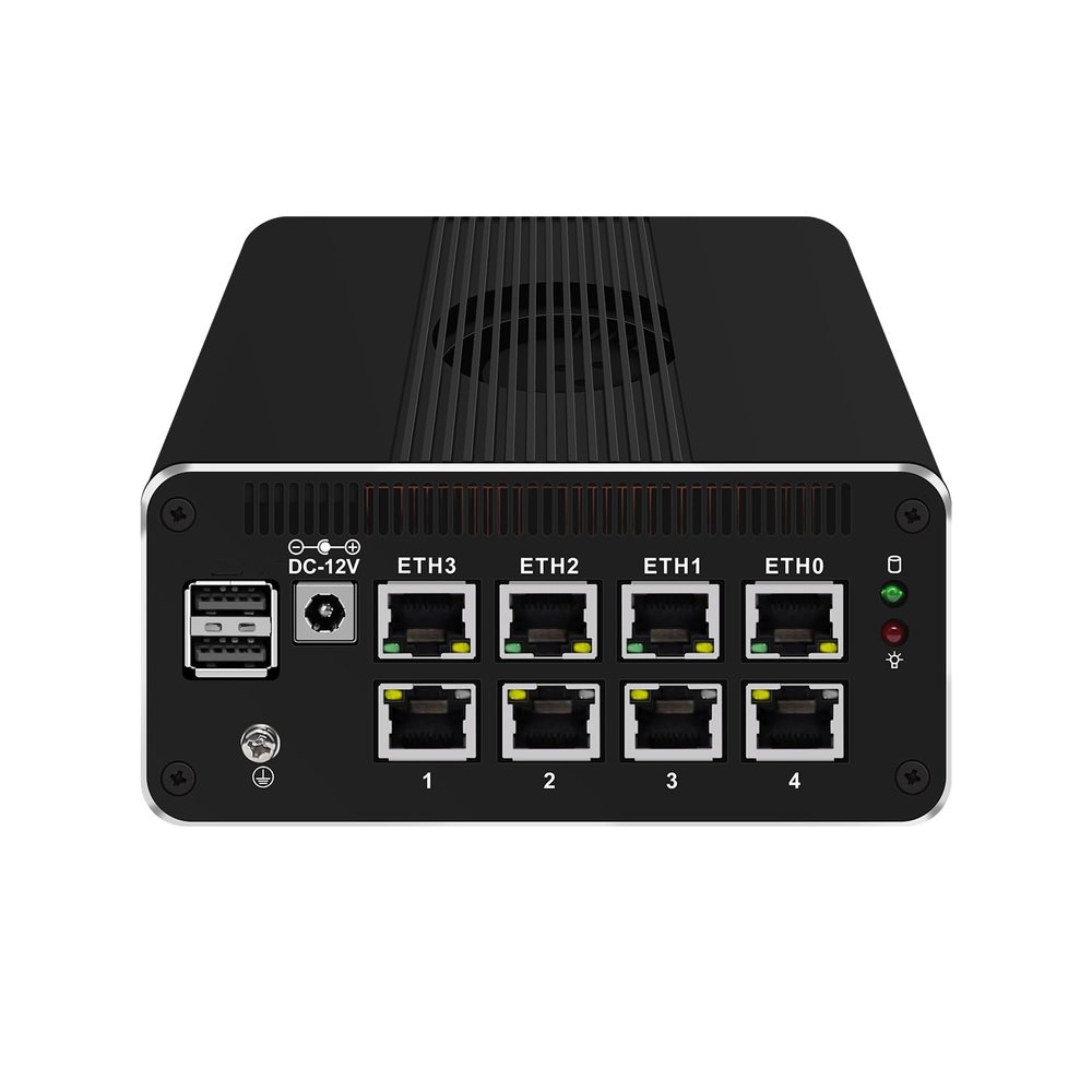 Micro Firewall Appliance, Mini PC, OPNsense, VPN, Router PC, Intel N200, RJ51, 8 x 2.5GbE I226-V, Type-C, SIM Slot, TF Slot, DP, HDMI, 6 x USB, 32G RAM, 256G SSD
