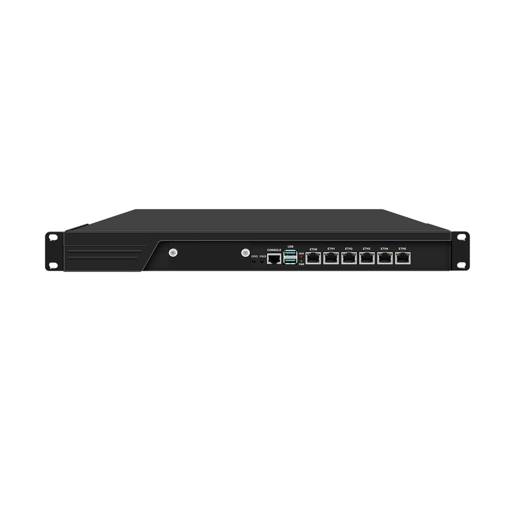 1U Rack Firewall Appliance with Redundancy Power Supply, OPNsense, VPN, I3 12100, RJ65, 6 x 2.5GbE LAN, Support 19-24V DC, Dual Power, 64G RAM, 128G SSD