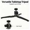 Tabletop Tripod with 360 Degree Rotating Ball Head, 4kg Load Capacity, 1/4 Inch Screws - Anti Slip Aluminum Alloy, Mini Phone Tripod for Camera Projectors and Webcam Adapter view 2