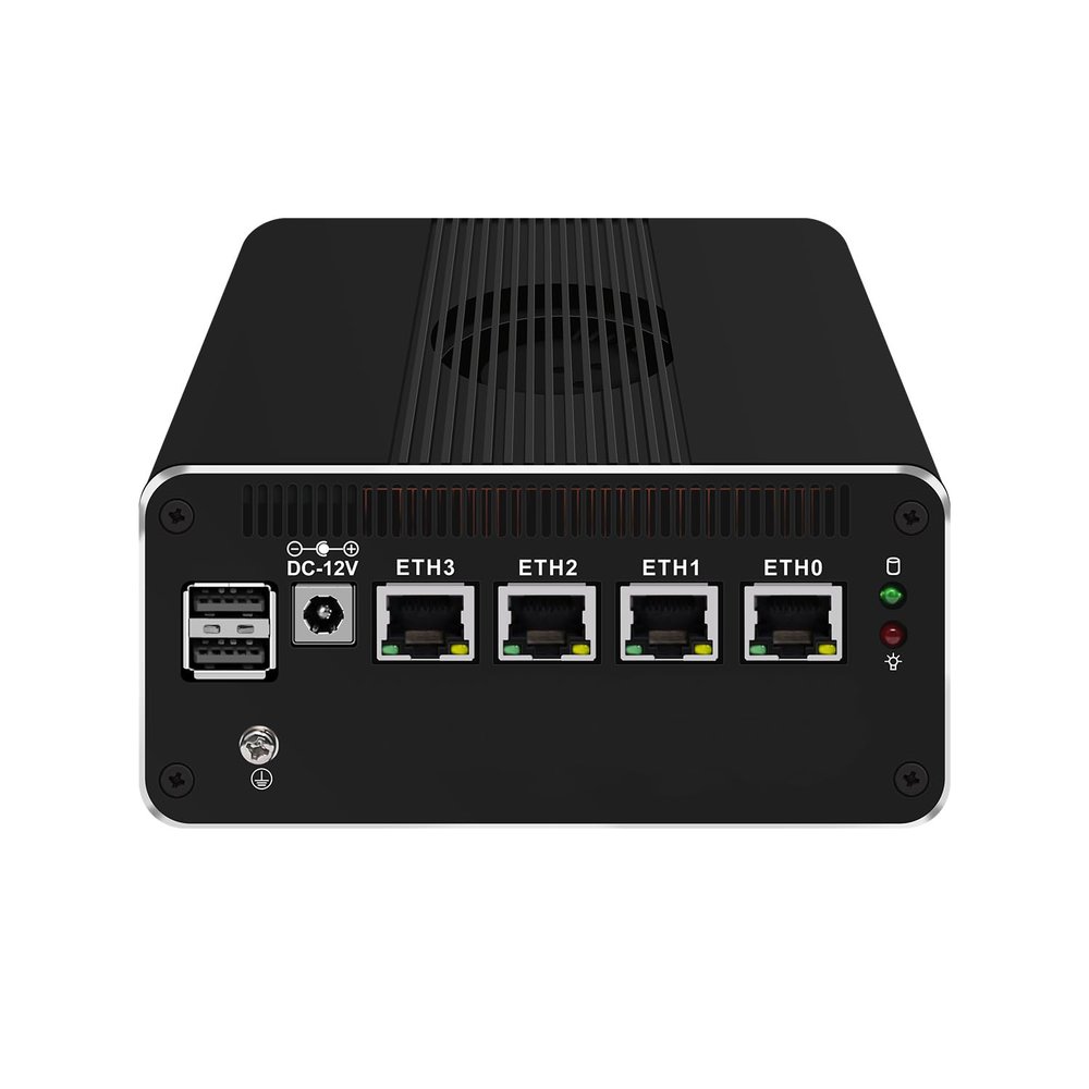 ANDAQI Micro Firewall Appliance, Mini PC, OPNsense, VPN, Router PC, N100, RJ52, 4 x 2.5GbE I226-V, Type-C, SIM Slot, TF Slot, DP, HDMI, 6 x USB2.0, 32G RAM, 128G SSD