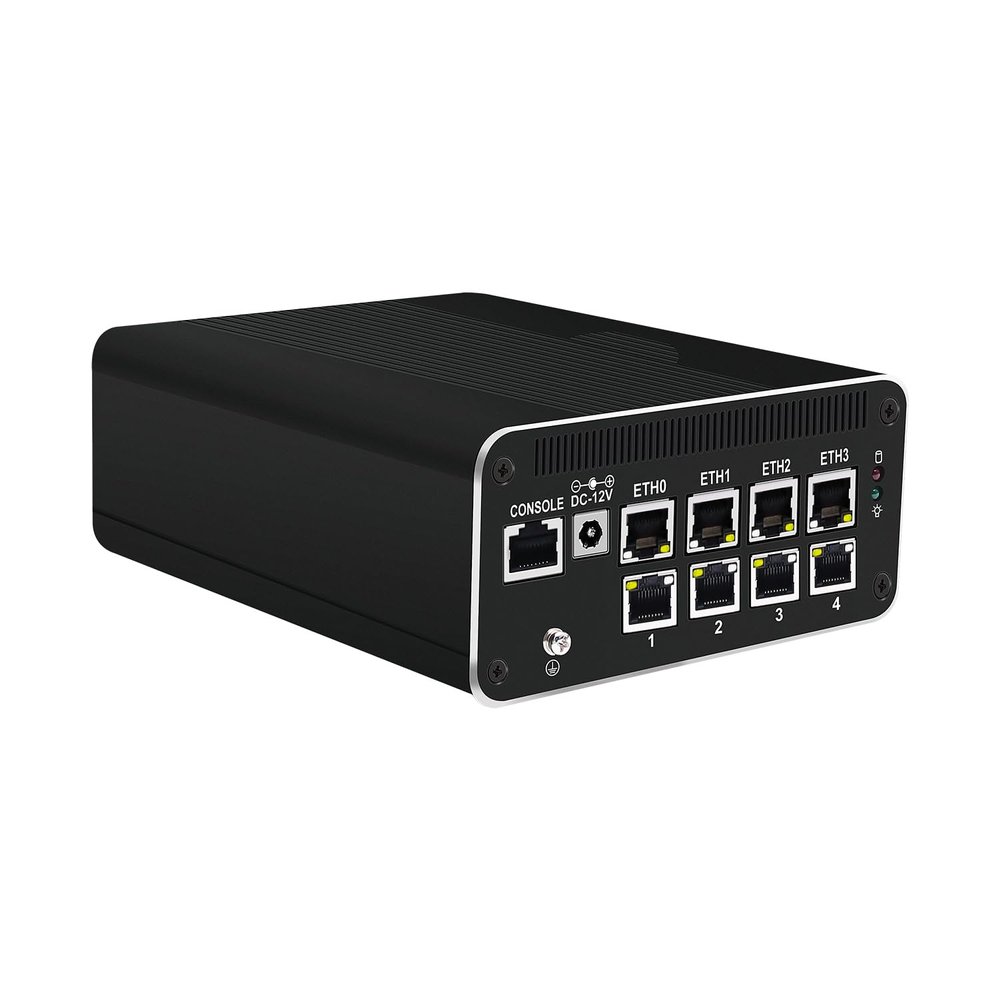 ANDAQI Micro Firewall Appliance, Mini PC, OPNsense, VPN, Router PC, Pentium Gold 8505, RJ51, 8 x 2.5GbE I226-V, 2 x HDMI, DP++, 10G Type-C for Data/DP, 16G RAM, 256G SSD