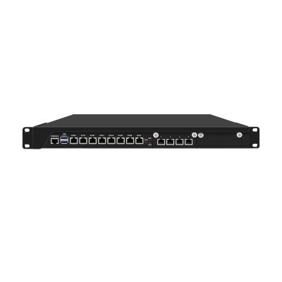 1U Rackable Cabinet Firewall Appliance, OPNsense, VPN, Router PC, Core I5 9400, RJ67, Intel C246, 12 x 2.5GbE 226-V LAN, Console, GPIO, 0 RAM, 0 Storage, Barebone No System