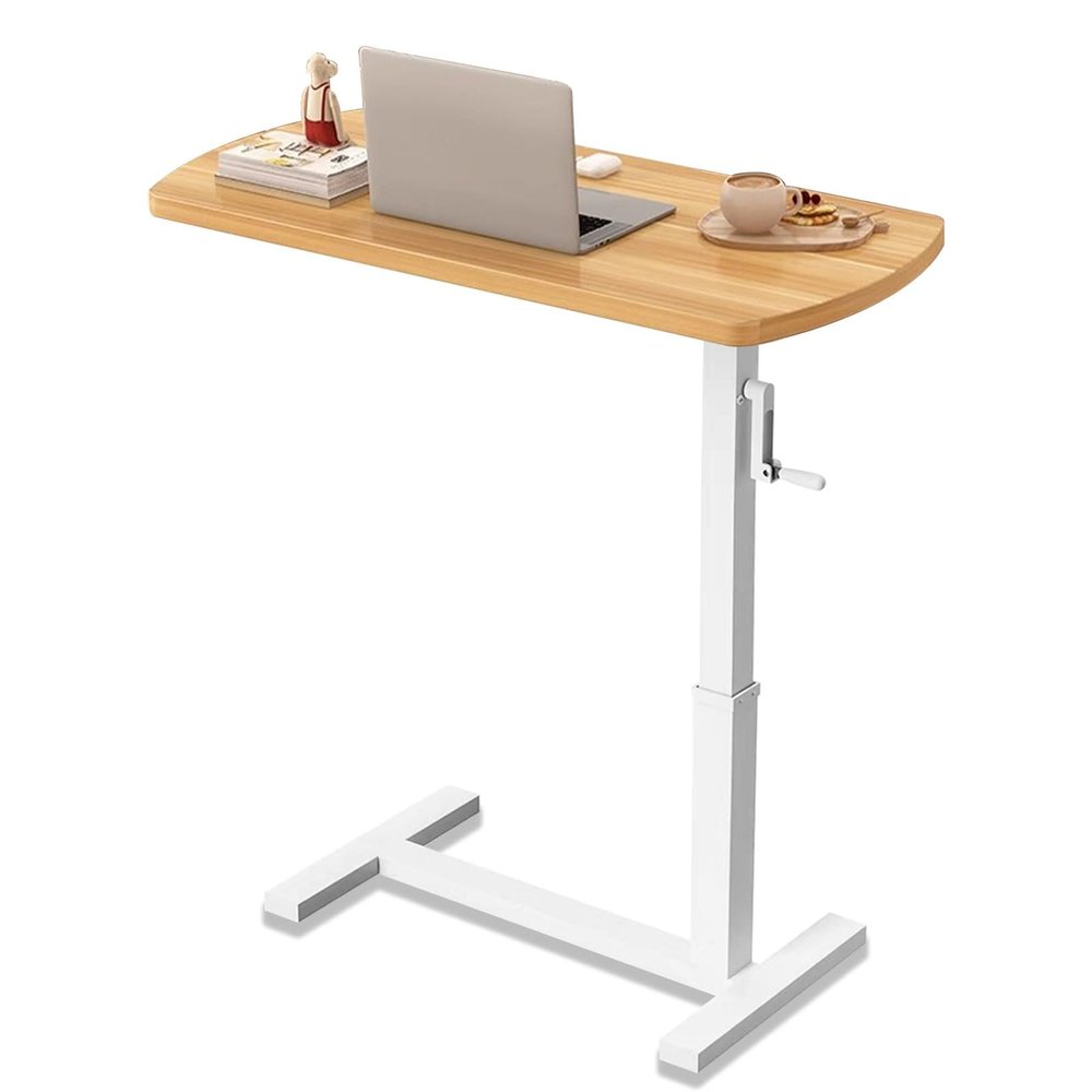 Adjustable Height Rolling Laptop Desk, Foldable Top C Shaped End Table for Couch, Mobile C Side Tables That Slide Under, Modern Coffee Table for Sofa/Bed/Bathtub(80X40X(64~94cm Adjustable))