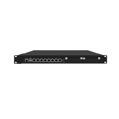 1U Rackable Cabinet Firewall Appliance, OPNsense, VPN, Router PC, Core I5 9400, RJ67, Intel C246, 8 x 2.5GbE 226-V LAN, Console, GPIO, 8G RAM, 128G SSD