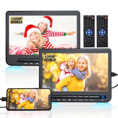 Desobry 10" DVD Player for Car, Dual Headrest DVD Player for Kids with HDMI Input, Car DVD Player Screen Dual Stereo Speakers, Portable DVD Player for Car Support USB/CD/DVD