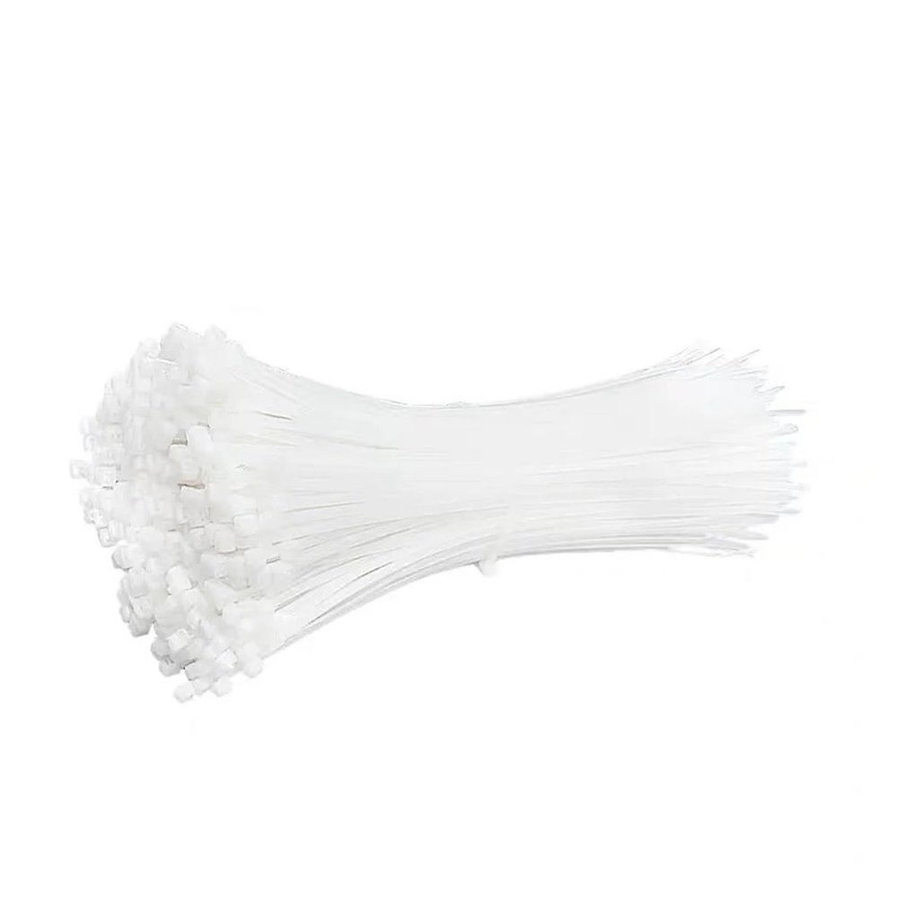 100Pcs Black White Cable Ties Self-locking Plastic Nylon Wire Cable Zip Tie Clamps Fastening Ring Cable Management(White,3x120mm)