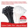 100Pcs Black White Cable Ties Self-locking Plastic Nylon Wire Cable Zip Tie Clamps Fastening Ring Cable Management(White,3x120mm) view 2