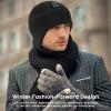 Bluetooth Beanie Hat Headphones for Men Women Winter Warm Wireless Music Fleece Lined Beanie with Earflap Outdoor (US, Alpha, One Size, Navy Blue) view 4