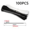 100PCS White & Black Nylon Cable Ties With Organizer Loop Self-Locking Zip Ties Cable Management(Black,2.8X295mm) view 2