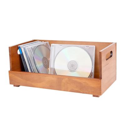 DICOSMETIC 1Pc Wooden CD Storage Box Holder Wood CD Cases CDs Rack Shelf Wooden DVDs Display Box with Handles Peru Drinkware Organizer for Movie Cases Music Cassette Tapes Record Crates