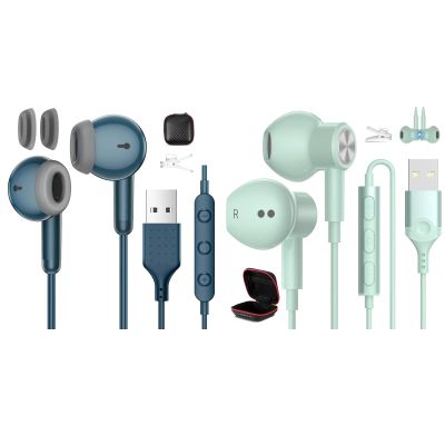 2 Pack USB Headphones for PC Laptop Magnetic 7.5ft Wired Earbuds,Computer Headset with Mic Control Mute Noise Isolate Cord in Ear Gaming Earphone for MacBook Pro Office Work School Zoom Chromebook