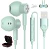 2 Pack USB Headphones for PC Laptop Magnetic 7.5ft Wired Earbuds,Computer Headset with Mic Control Mute Noise Isolate Cord in Ear Gaming Earphone for MacBook Pro Office Work School Zoom Chromebook view 2