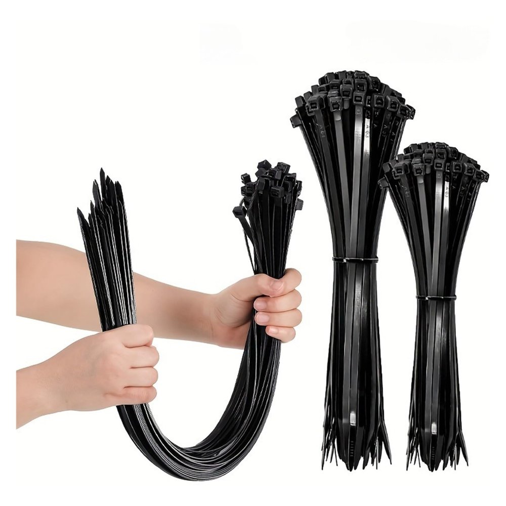 100pcs Black Cable Ties High Tensile Strength, Self-Locking For Home Office Cord Management Cable Management(3.6X40cm)