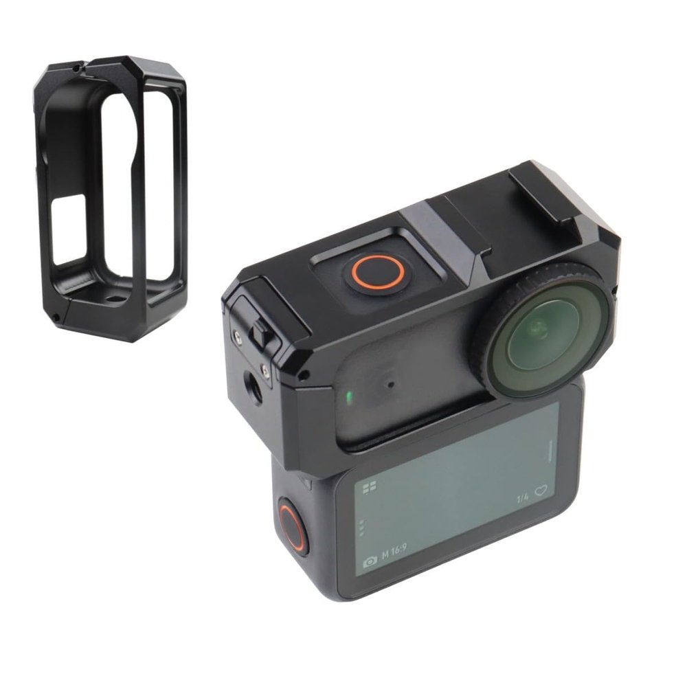 Metal Protective Cage Case for DJI Osmo Nano Aluminum Alloy Protective Housing Bezel Frame with a Cold Shoe Port and 1/4 Screw Port Camera Expansion Shell Accessories