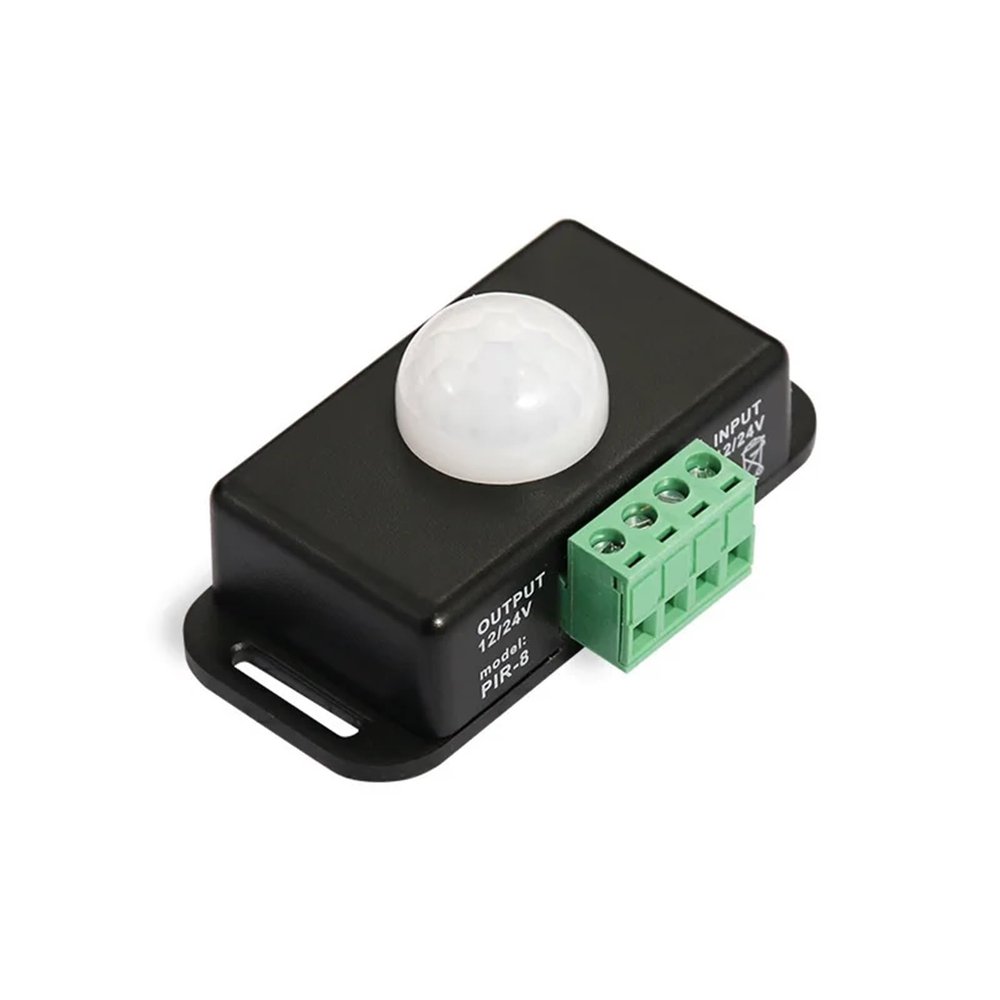 DC 12V 24V 6A Infrared PIR Motion Sensor Detector Switch Automatic Infrared PIR Motion Sensor Switch for LED Strip Light Lamp(Black,2pcs)