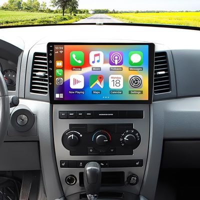 10" Android 14 Car Stereo Radio for Jeep Grand Cherokee 2005-2011 Upgrade CarPlay Touch Screen Head Unit with Wireless Carplay & Android Auto GPS Bluetooth WiFi FM RDS DSP SWC Backup Camera Mic