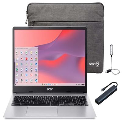 acer Chromebook 315 15.6 inch FHD IPS Display Laptop, Intel Celeron N4500, 4GB RAM, 64GB eMMC, Pure Silver, Chrome OS, Protective Sleeve Included