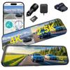 12'' 4K Rear View Mirror Camera,4K+2.5k Front and Rear Mirror Dash Cam,ADAS BSD LCA Smart Rearview Mirror for Cars,App WiFi,Night Vision, Parking Monitor, 64GB Card & GPS Digital View Mirror Dashcam view 1