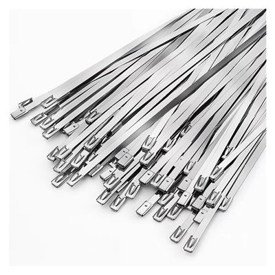 100Pcs Stainless Steel Cable Ties 4.6mm Heavy Duty Self-Locking Zip Tie Multi-Purpose Metal Exhaust Wrap Locking Cable Management(4.6x100mm)
