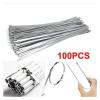 100Pcs Stainless Steel Cable Ties 4.6mm Heavy Duty Self-Locking Zip Tie Multi-Purpose Metal Exhaust Wrap Locking Cable Management(4.6x850mm) view 2
