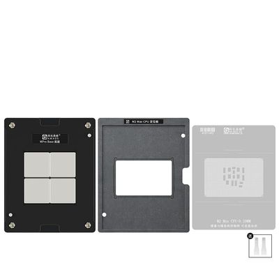 Amaoe CPU Steel Mesh Repair Platform Kit,Suitable for Apple Mac BookPro MPro M2 Max CPU Notebook chip BGA Steel Mesh/4PCS Tin Plating Set -Positioning Board,Steel Mesh,Magnet Base,Scraper