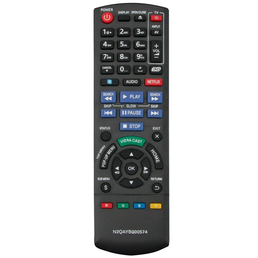 N2QAYB000574 Replacement Remote Control for Panasonic Blu-ray Disc DVD Player in Living Rooms or Rooms, No Programming or Pairing Needed, Replace Remote Compatible Models DMP-BDT110 DMP-BDT210
