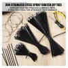 100PCS Self-Locking Metal Black Cable Ties Stainless Steel Coated Heavy Duty Zip Tie Fastener Cable Management(60cm) view 4