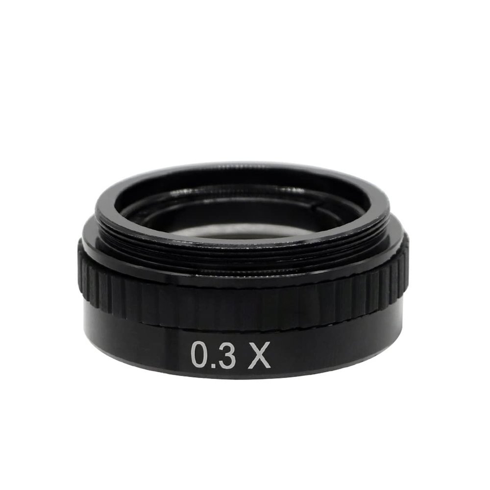 Microscope Accessories Kit 0.3X 0.5X 0.35X 2.0X Barlow Auxiliary Objective Glass Lens 43MM for 180X 200X 300X C-Mount Lens Industry Video Microscope Camera Microscope Slides(0.3X)