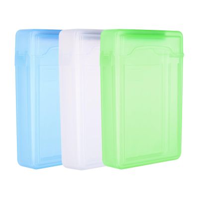 PATIKIL 6.5" x 4.5" Hard Drive Disk Case, 1Set Plastic Hard Disk Storage Box Portable Anti-Static Case for 3.5" External SSD HDD, White/Green/Blue