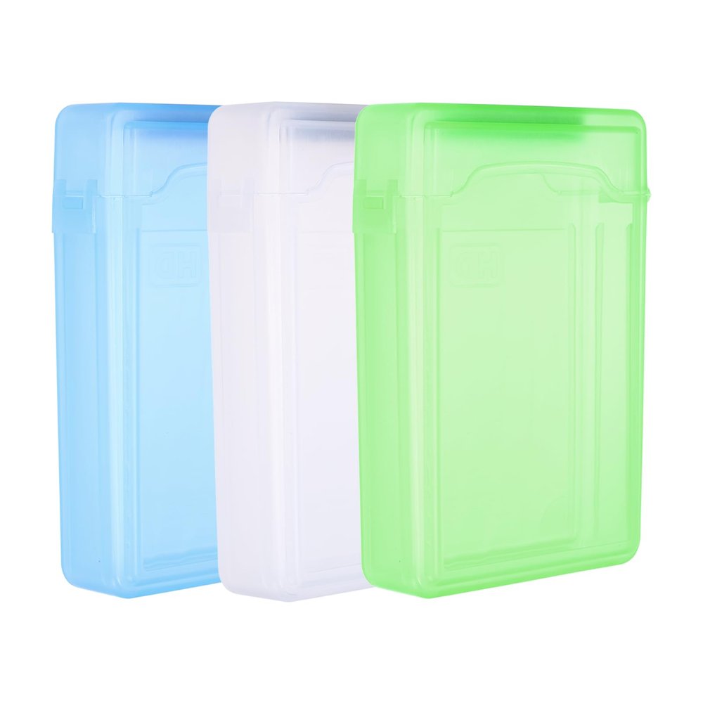 PATIKIL 6.5" x 4.5" Hard Drive Disk Case, 1Set Plastic Hard Disk Storage Box Portable Anti-Static Case for 3.5" External SSD HDD, White/Green/Blue