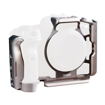YANZUO Full Camera Cage for Canon EOS R5, Lightweight 6061 Aluminum Alloy Rig Stabilizer with Cold Shoe Mount, Arca-Swiss Base & 1/4" Threaded Holes for Gimbal, Video Filming (Titanium)