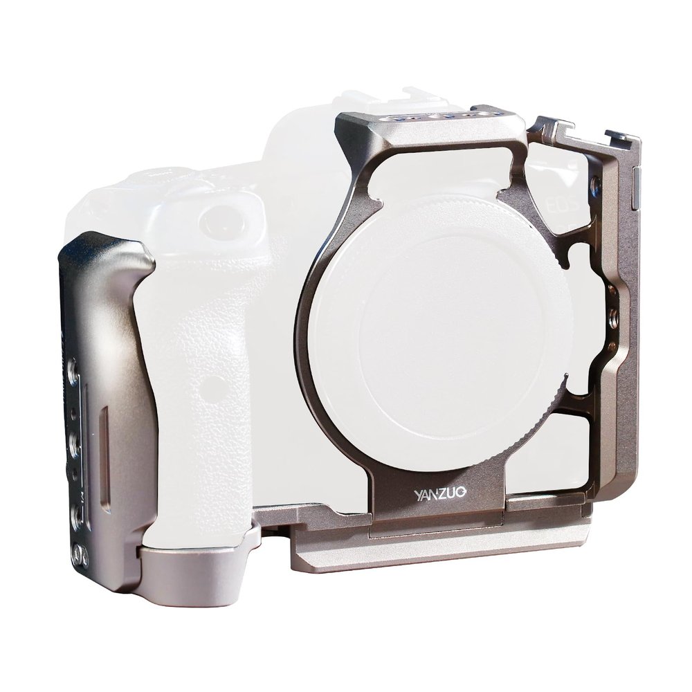 YANZUO Full Camera Cage for Canon EOS R5, Lightweight 6061 Aluminum Alloy Rig Stabilizer with Cold Shoe Mount, Arca-Swiss Base & 1/4" Threaded Holes for Gimbal, Video Filming (Titanium)