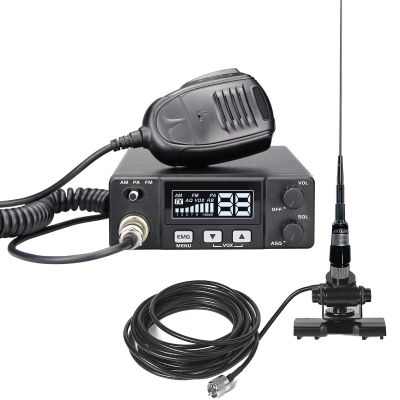 Mini CB Radio with Antenna Combo Kit for Truckers, AT-505PRO 40-Channel Long Range Two-Way Radio w/VOX, PA System