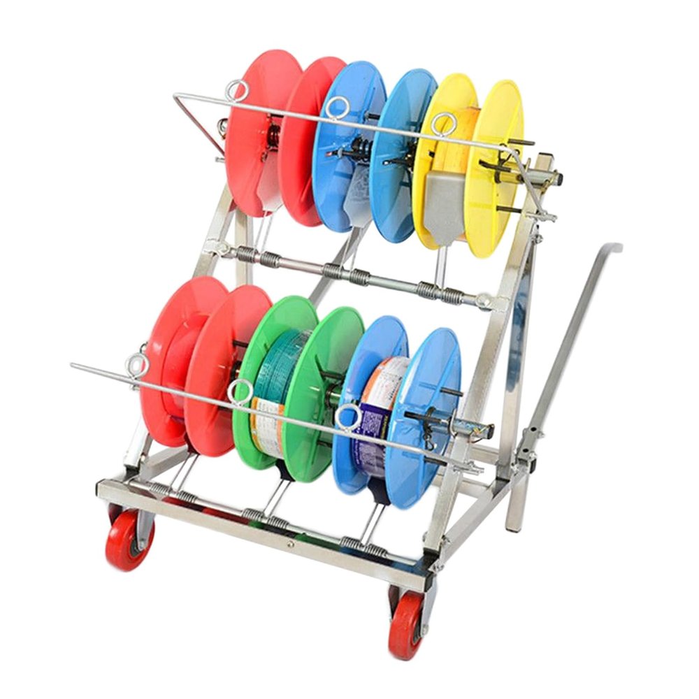 4/5/6 Axle Cable Caddy,Electrical Wire Spool Holder Cart,Wire Spool Rack with Wheels,Independent Bearing for Retail Industrial Wire Pullers(6 reel)