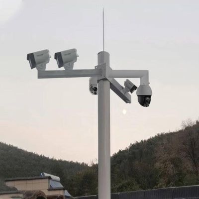 Yard Security Camera Poles for 4 Camera, 3.0 3.5 4.0 4.5 5.0 6.0 m Long Universa Camera Pole with 4 Mounting Arms, Surveillance Monitoring Pole(4.5 m (14.8 ft))