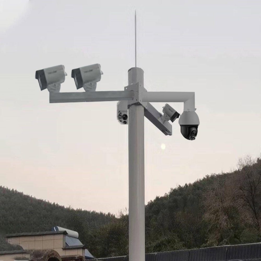 Yard Security Camera Poles for 4 Camera, 3.0 3.5 4.0 4.5 5.0 6.0 m Long Universa Camera Pole with 4 Mounting Arms, Surveillance Monitoring Pole(4.5 m (14.8 ft))