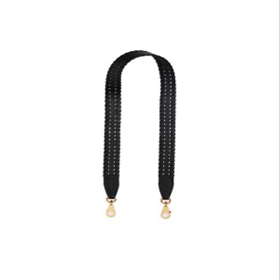 KOLOMOMO Handmade Epsom and Swift leather woven shoulder straps can be used for Bolide bags, 2424 bags (Noir Gold Buckle)