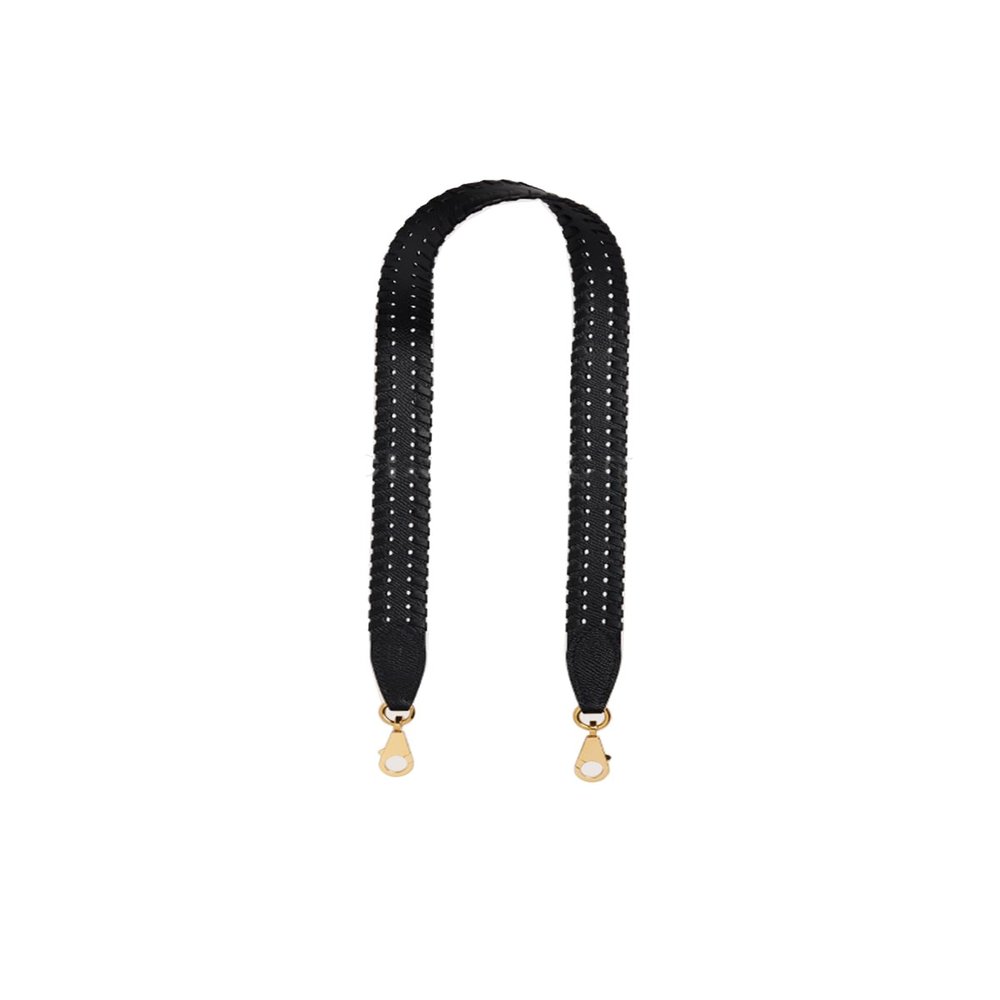 KOLOMOMO Handmade Epsom and Swift leather woven shoulder straps can be used for Bolide bags, 2424 bags (Noir Gold Buckle)