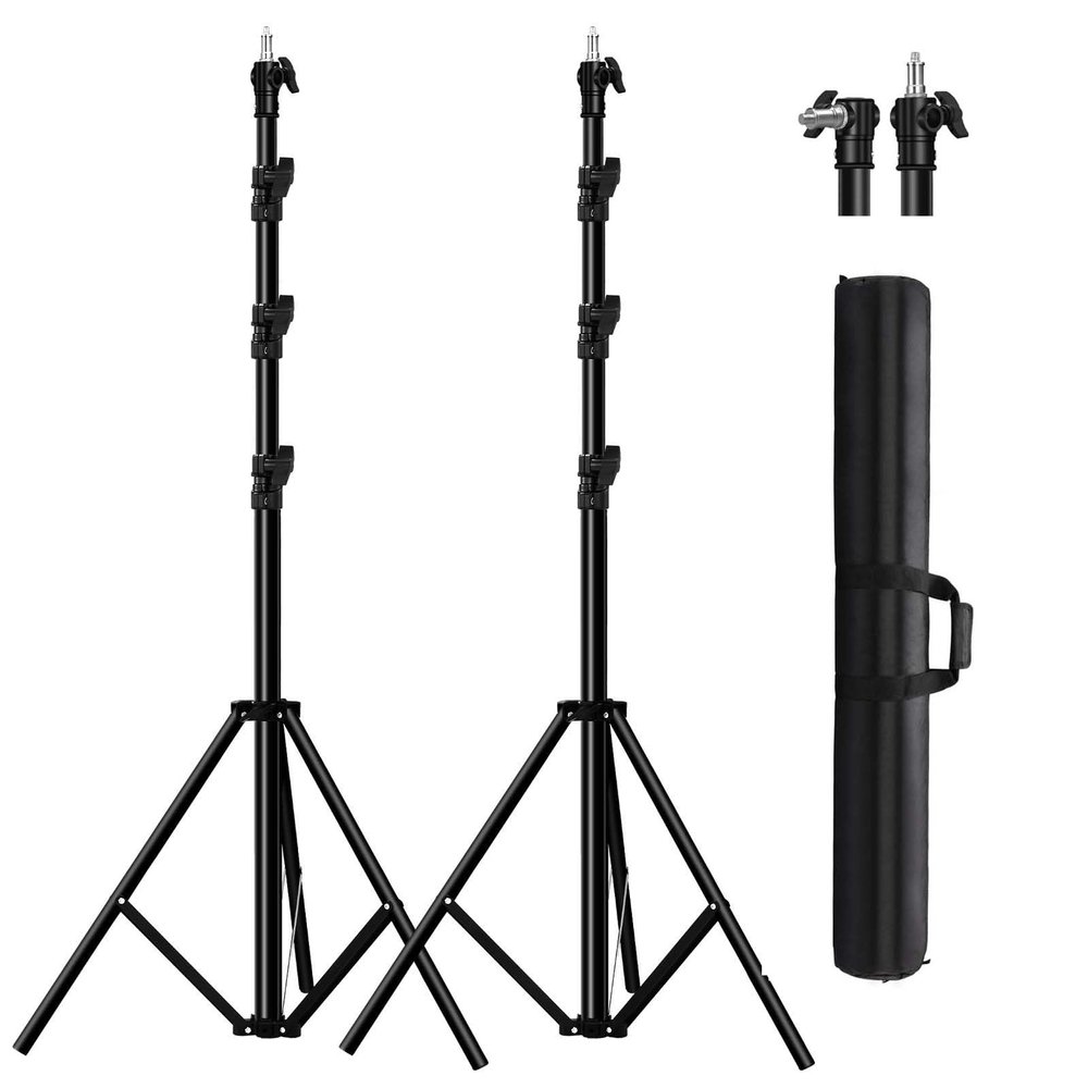 2Pack 118" /3m Heavy Duty Light Stands Spring Cushioned Tripod Stands Max Load Bearing: 10KG / 22LB Portable with Carry Bag for Photography Shooting Photo Video Studio
