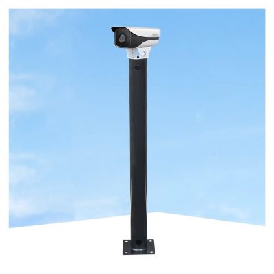 Barrier Gate/Parking Lot Outdoor Surveillance Bracket, 1.6 3.3 3.9 4.9 6.6ft Security Camera Pole with Universal Joint, Black Gray White CCTV Pole(Black,1.2m/47.2 in)
