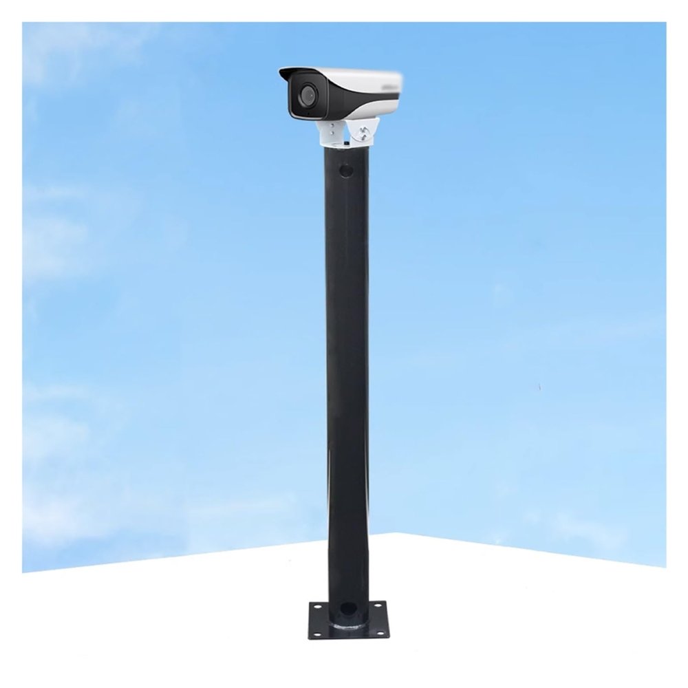 Barrier Gate/Parking Lot Outdoor Surveillance Bracket, 1.6 3.3 3.9 4.9 6.6ft Security Camera Pole with Universal Joint, Black Gray White CCTV Pole(Black,1.2m/47.2 in)