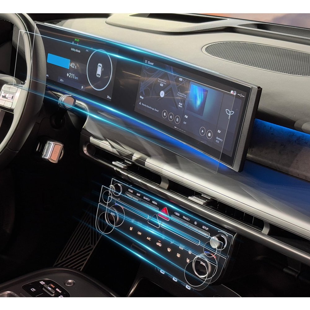 2026 Ioniq 9 Screen Protector Antiglare for 2026 Hyundai Ioniq 9 (S, SE, SEL, Limited, Calligraphy) Dual 12.3'' Infotainment Touchscreen Cover AC Screen Saver Palisade Accessory Nano Clear 2 Pack