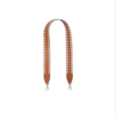KOLOMOMO Handmade Epsom and Swift leather woven shoulder straps can be used for Bolide bags, 2424 bags (Gold White Silver Buckle)