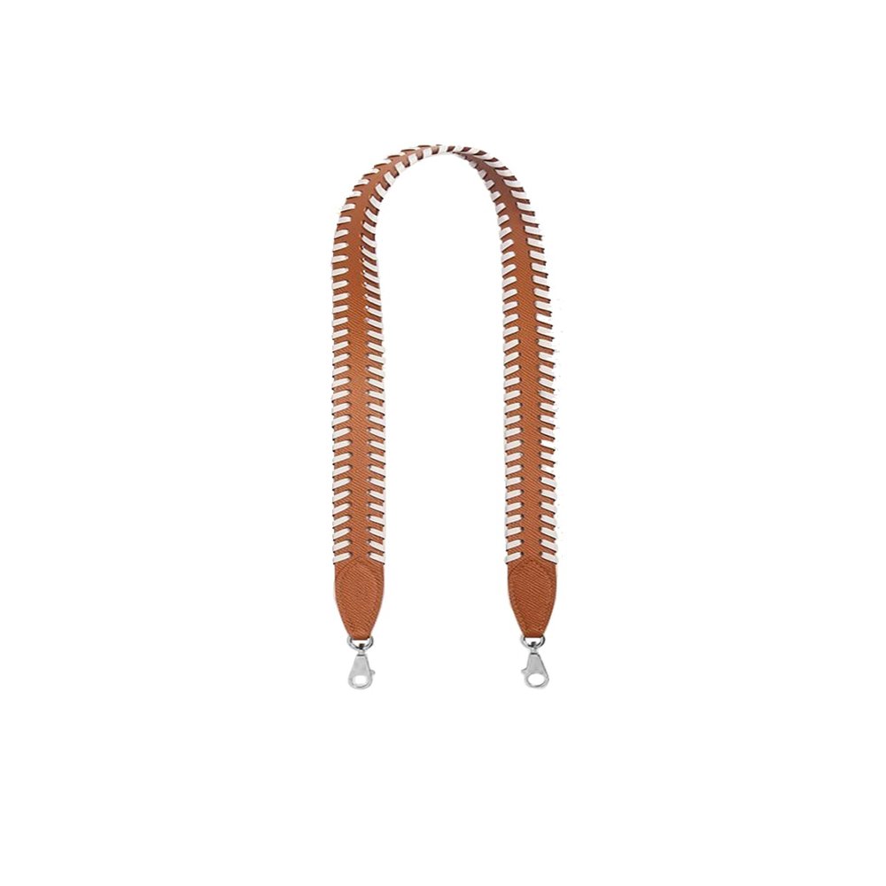 KOLOMOMO Handmade Epsom and Swift leather woven shoulder straps can be used for Bolide bags, 2424 bags (Gold White Silver Buckle)